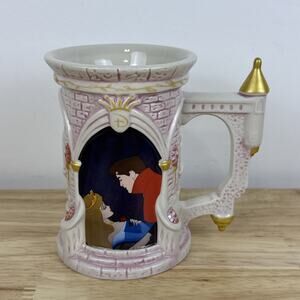 Disney Parks Sleeping Beauty Castle Shaped Coffee Mug Stein Aurora Pink Gold